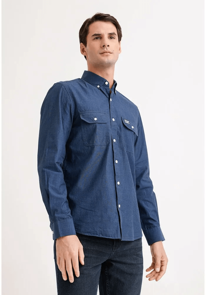 CAMISA MANGA LARGA HOMBRE OXFORD AZUL V6000N0771