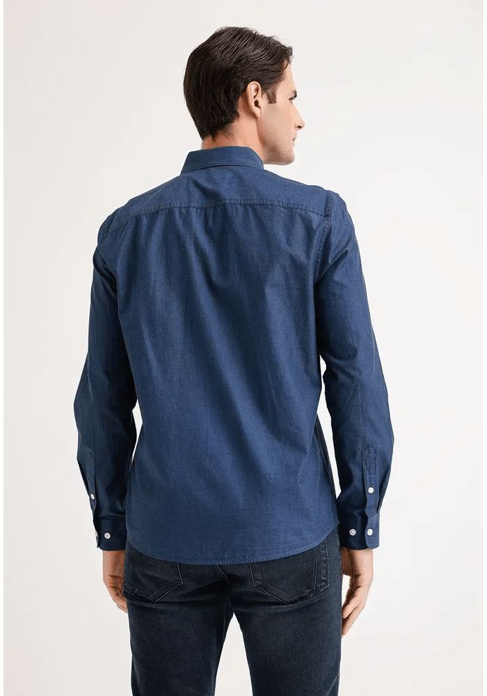 CAMISA MANGA LARGA HOMBRE OXFORD AZUL V6000N0772