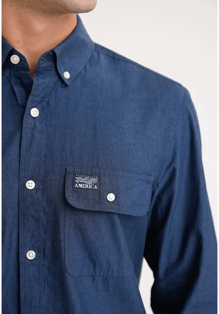 CAMISA MANGA LARGA HOMBRE OXFORD AZUL V6000N0773