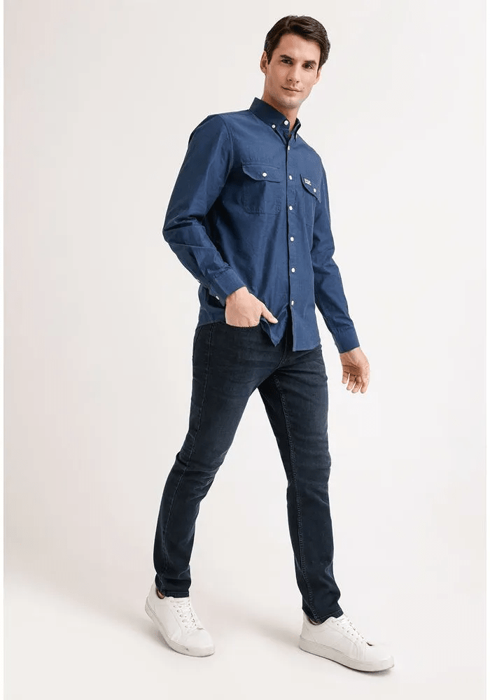 CAMISA MANGA LARGA HOMBRE OXFORD AZUL V6000N0774