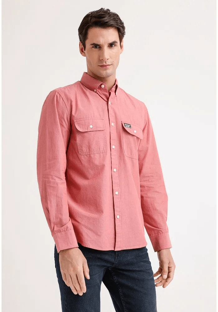 CAMISA MANGA LARGA HOMBRE OXFORD ROSADO V6000N0521