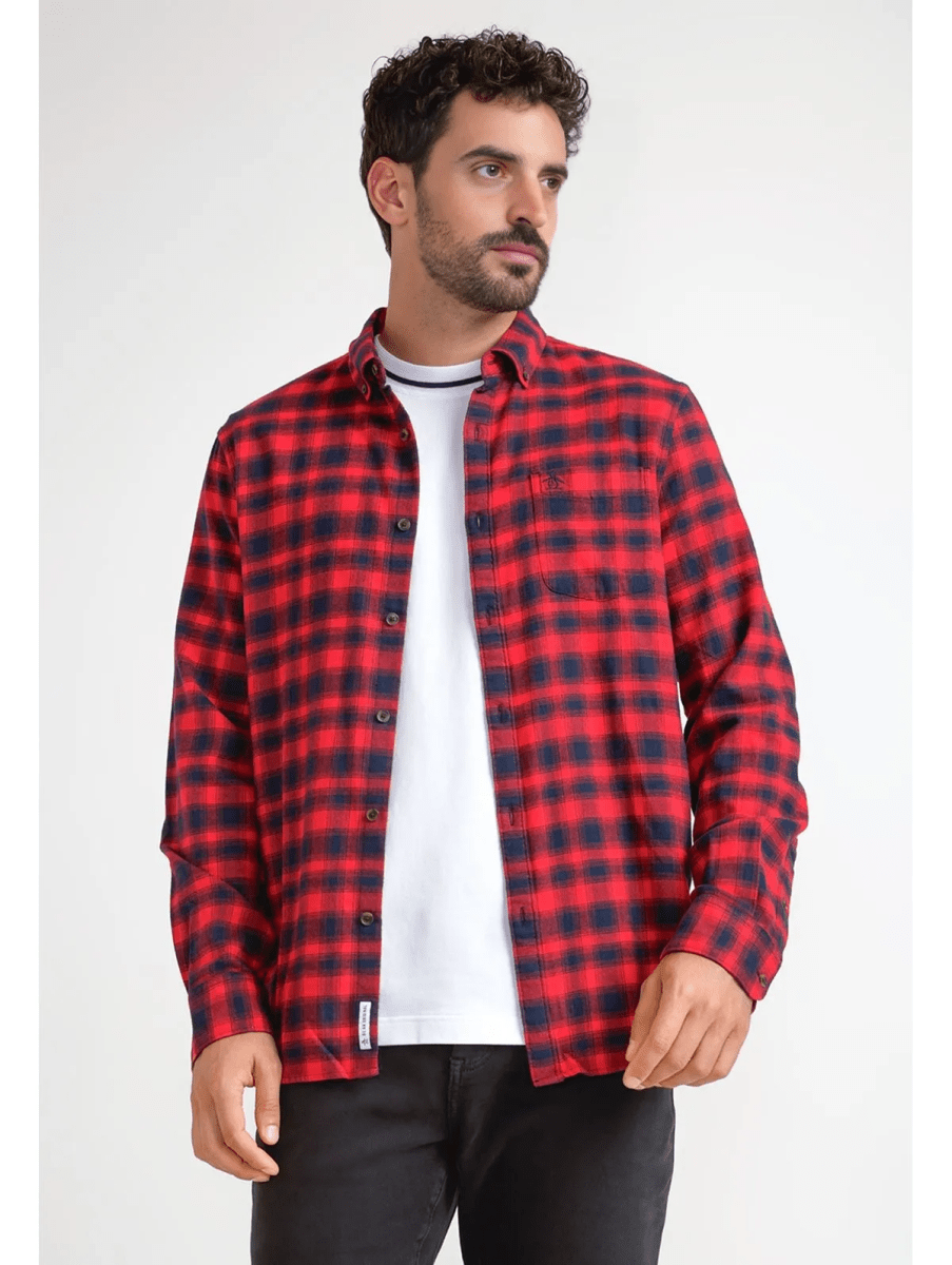 CAMISA CASUAL A CUADROS DE FRANELA PARA HOMBRE V6001N0541