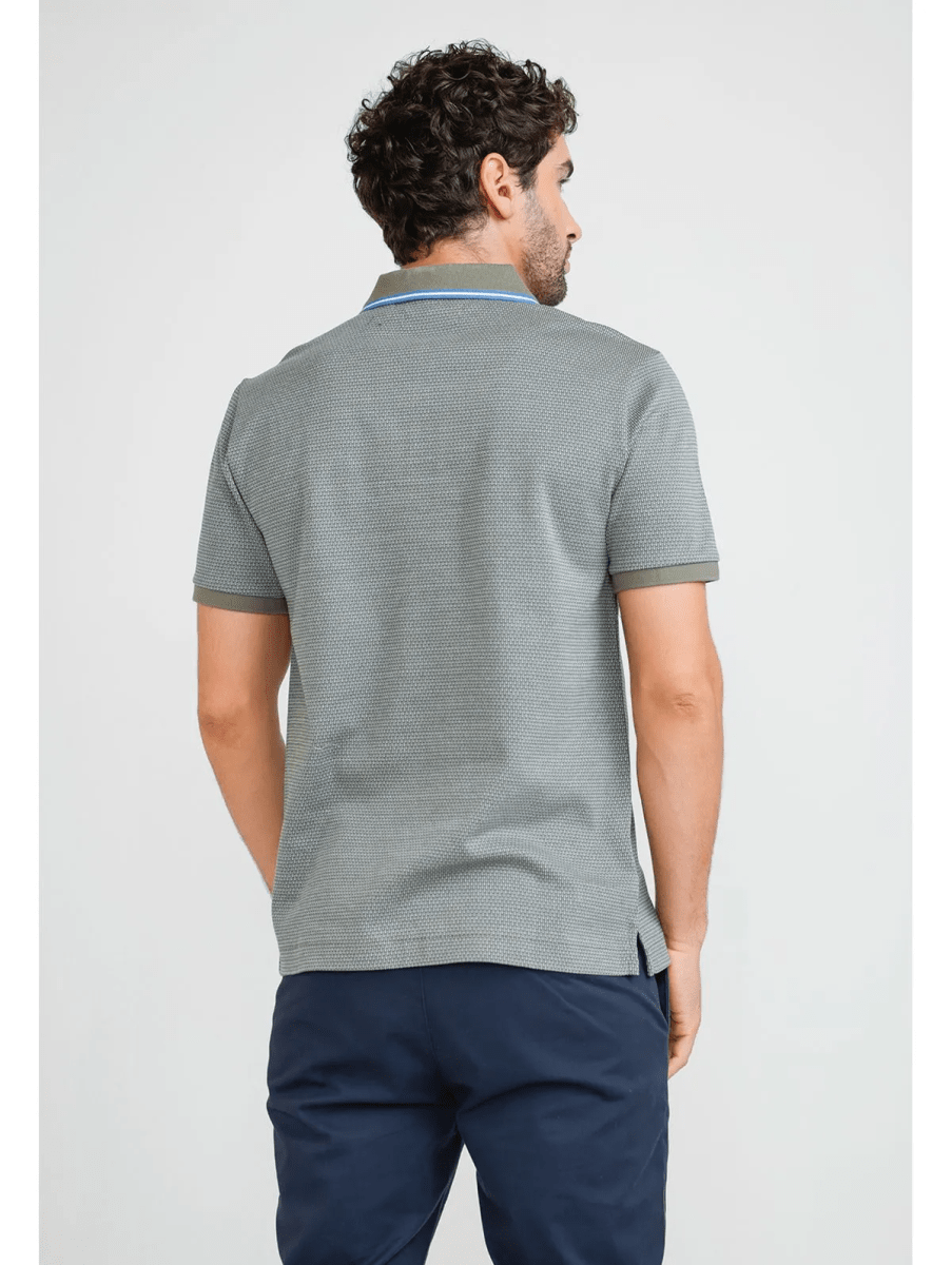 POLERA CASUAL POLO TEJIDA LISTADA VERDE MILITAR V6000N0172