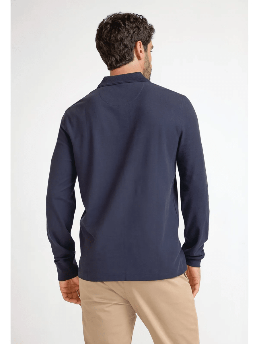 POLERAS POLO MANGA LARGA PIQUE ORGANICO AZUL MARINO V6000N0792