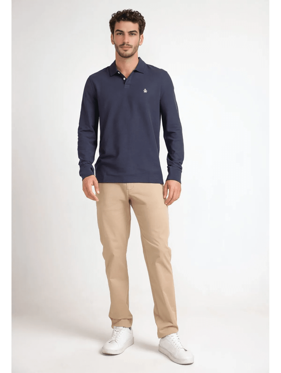 POLERAS POLO MANGA LARGA PIQUE ORGANICO AZUL MARINO V6000N0794