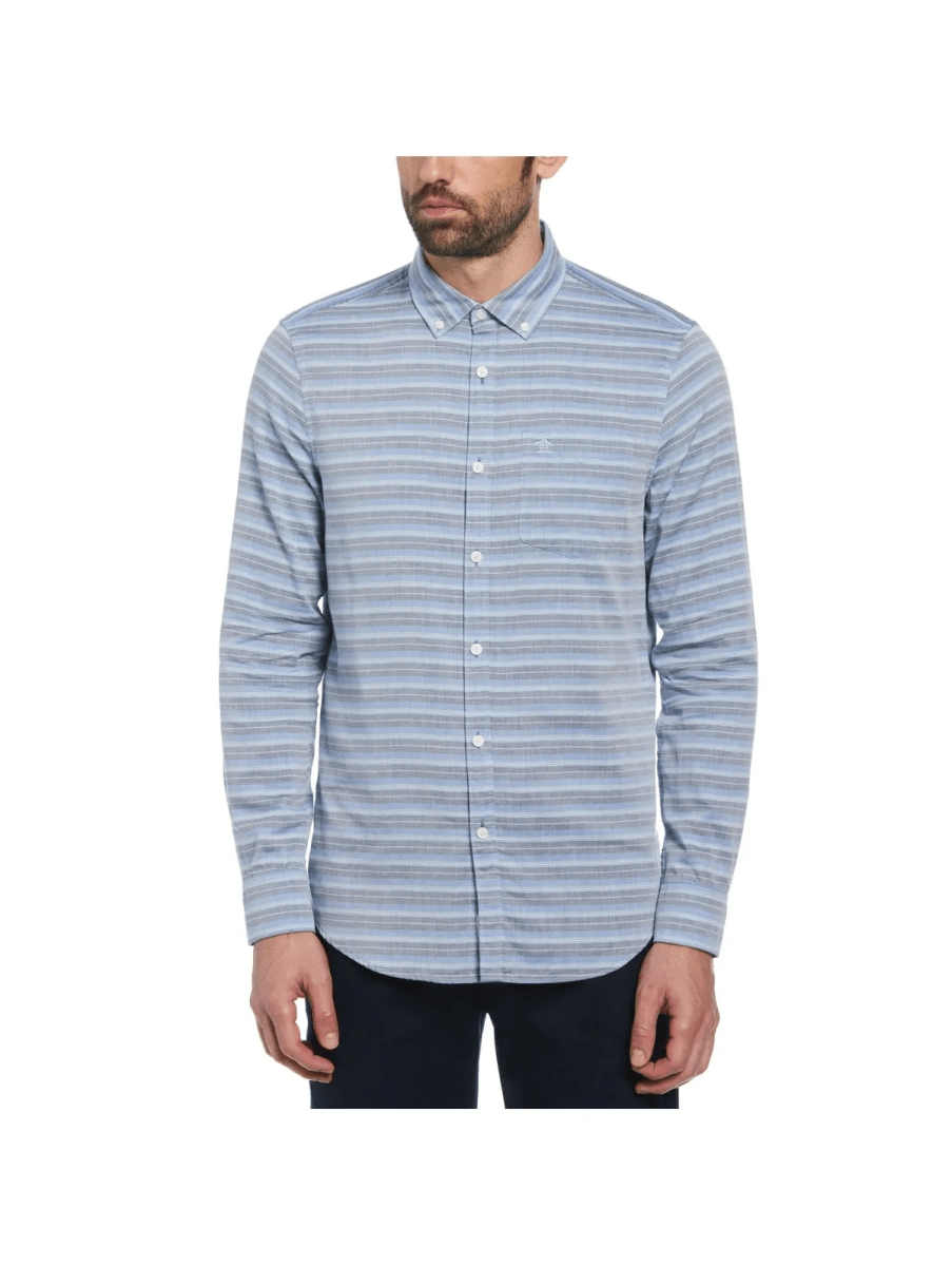 CAMISA CASUAL CON RAYAS PARA HOMBRE AZUL V6002N0771