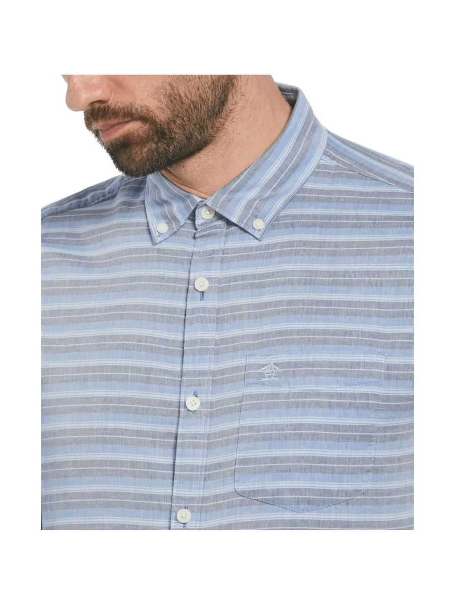 CAMISA CASUAL CON RAYAS PARA HOMBRE AZUL V6002N0773