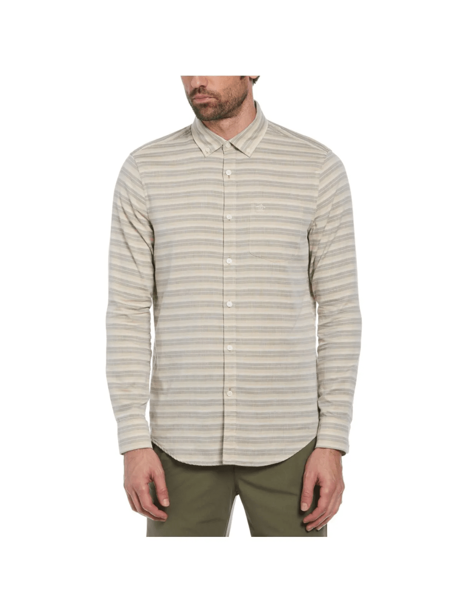 CAMISA CASUAL CON RAYAS PARA HOMBRE KHAKI V6002N0921