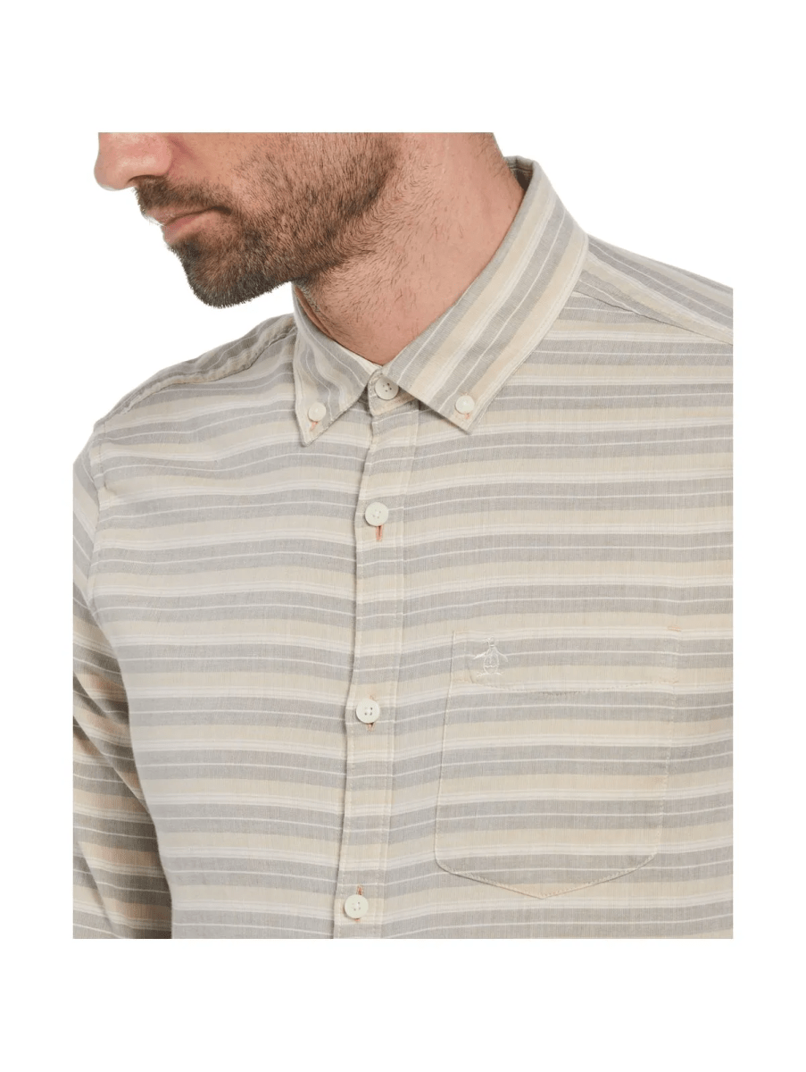 CAMISA CASUAL CON RAYAS PARA HOMBRE KHAKI V6002N0923