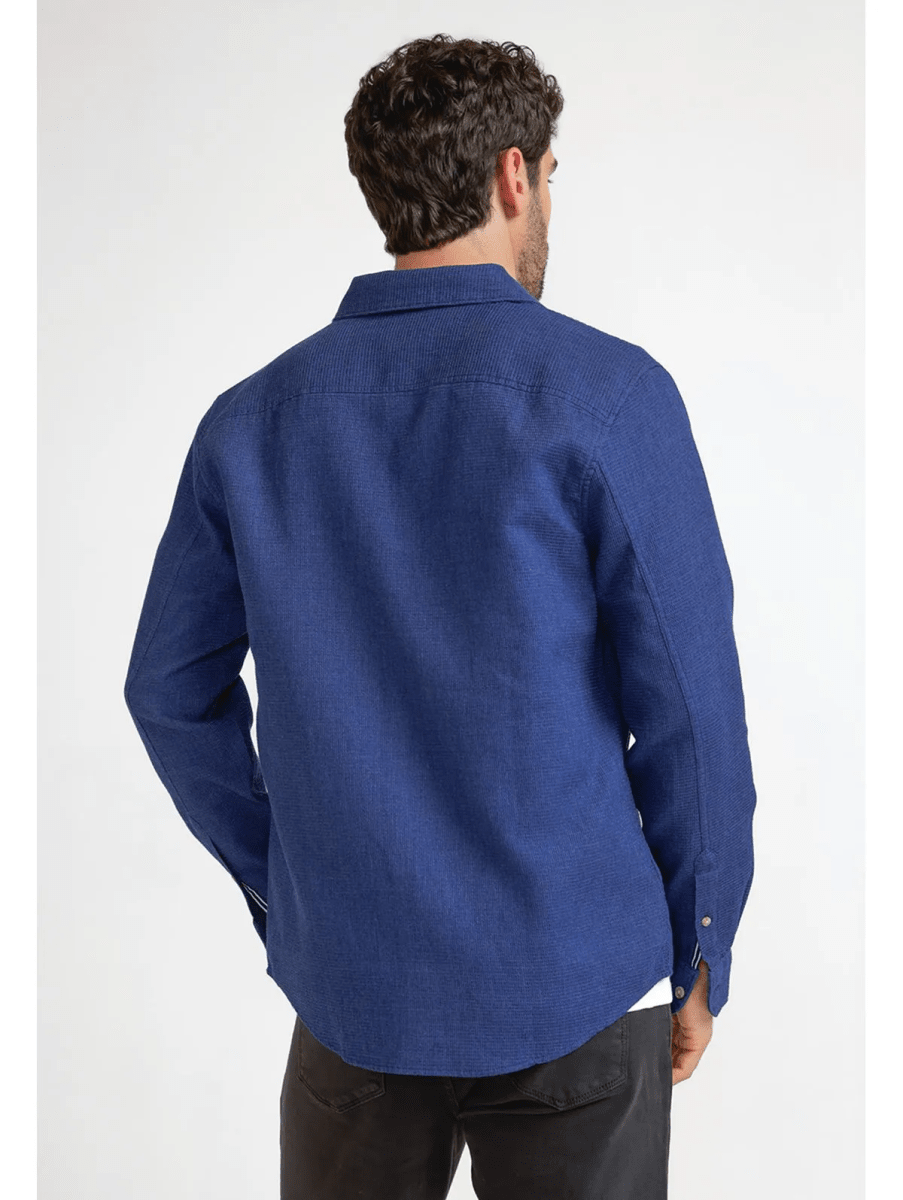 CAMISA CASUAL WAFFLE HOMBRE AZUL V6003N0772