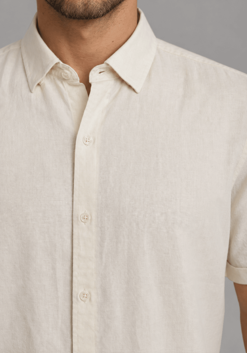 CAMISA MANGA CORTA DE LINO CRUDO V7000N0301