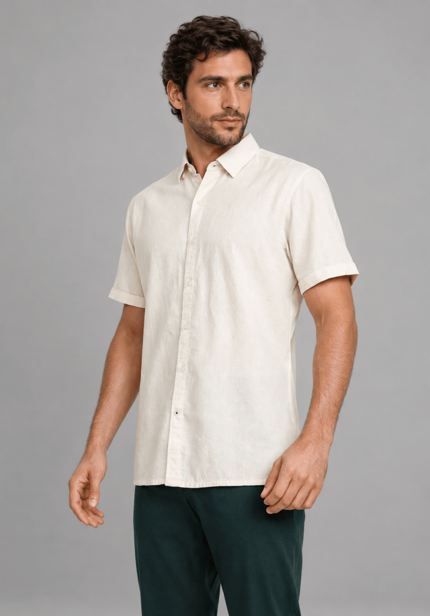 CAMISA MANGA CORTA DE LINO CRUDO V7000N0302