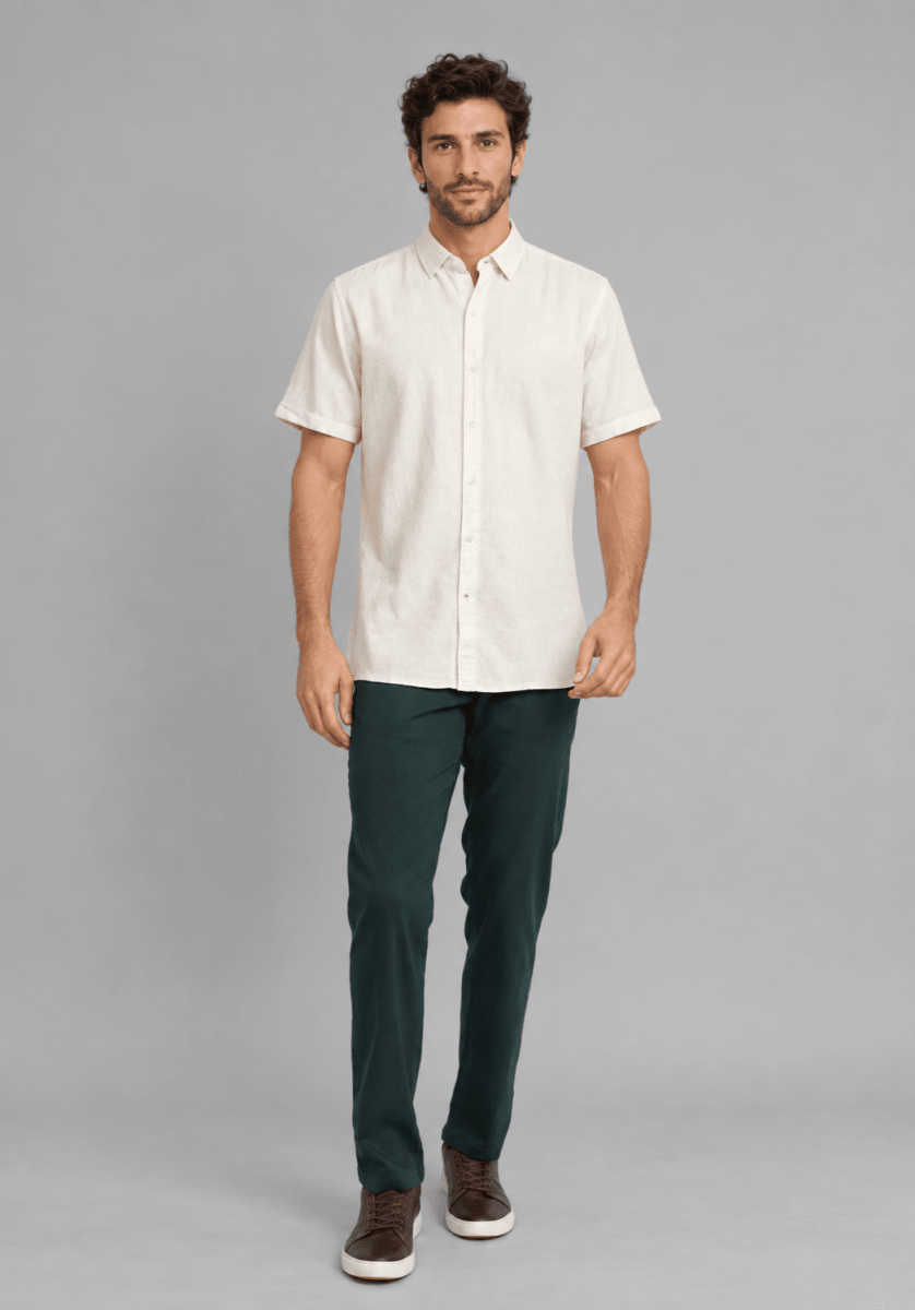 CAMISA MANGA CORTA DE LINO CRUDO V7000N0304