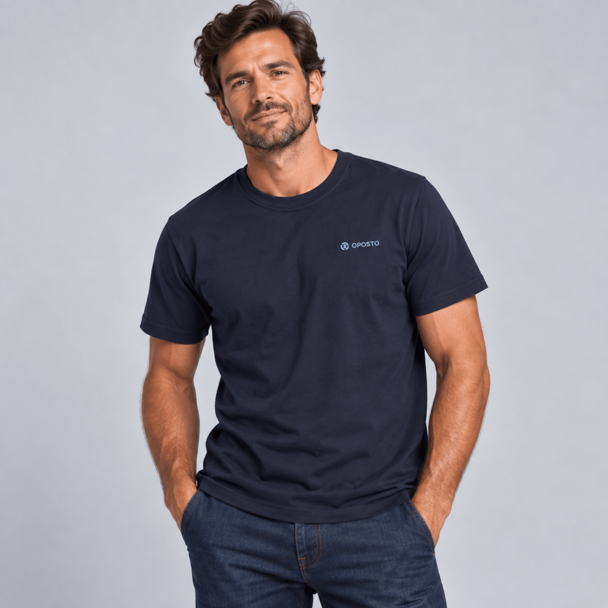 POLERA MANGA CORTA ESTAMPADA BASICA HOMBRE AZUL MARINO LI003N0792