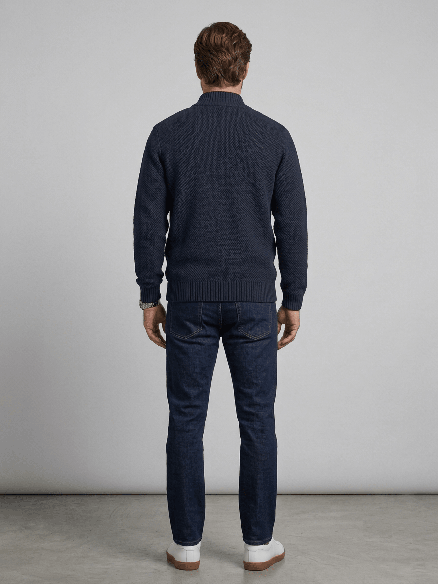 SWEATER FULL ZIP ALGODON CON INTERIOR DE POLAR DENIM I6001N0843