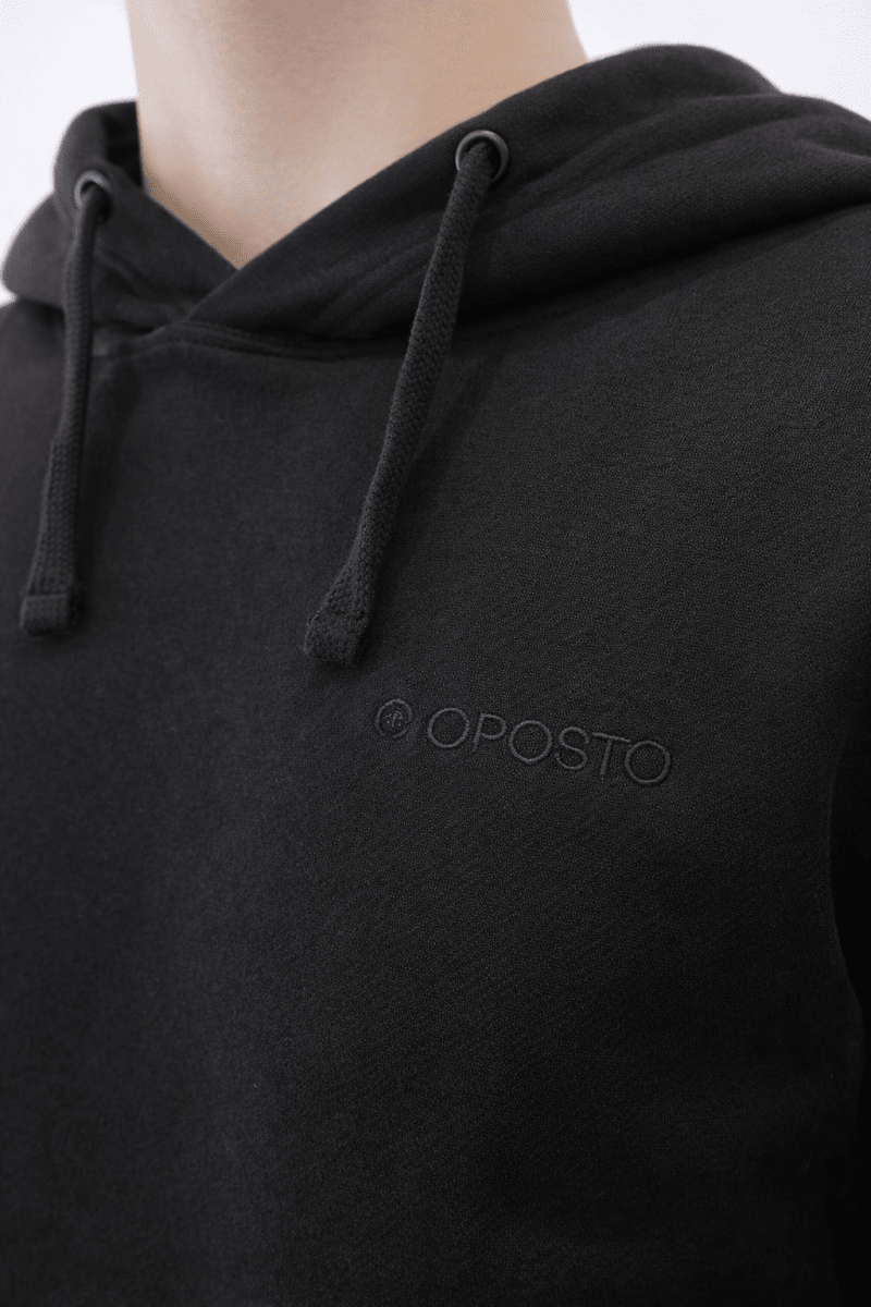 POLERON CON CAPUCHA BASICO OPOSTO NEGRO LI001N0093