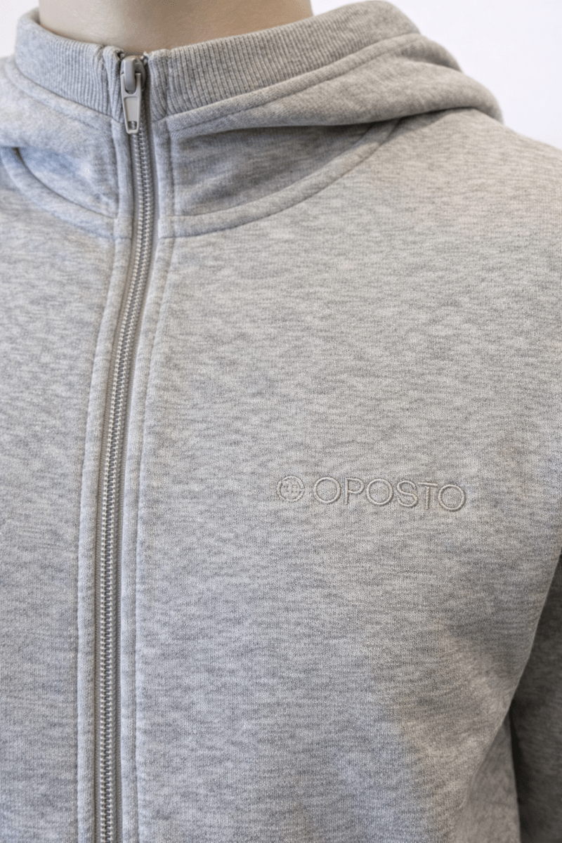 POLERON BÁSICO FULL ZIPPER OPOSTO GRIS MELANGE LI002N0033