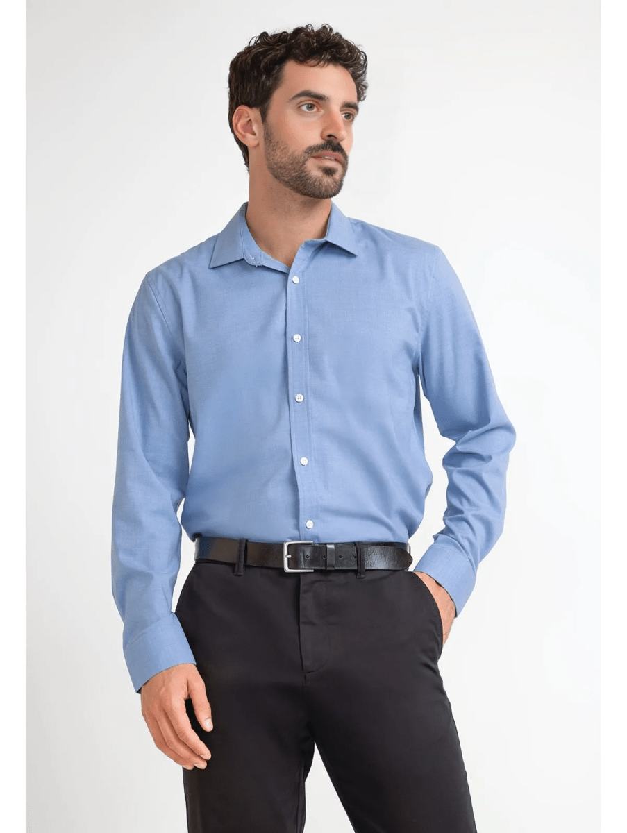 CAMISA DE VESTIR HOMBRE MICRODISEÑO CELESTE V6004N0721