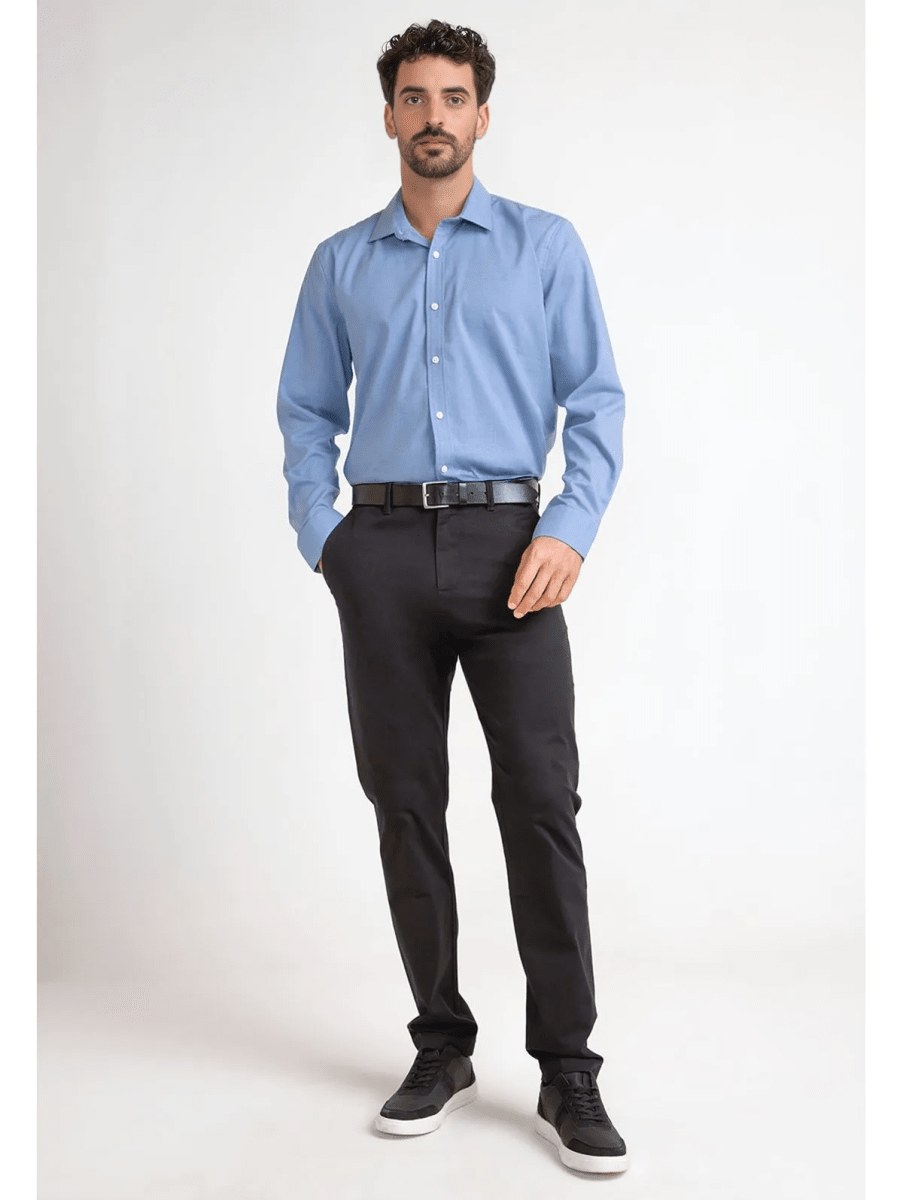 CAMISA DE VESTIR HOMBRE MICRODISEÑO CELESTE V6004N0724