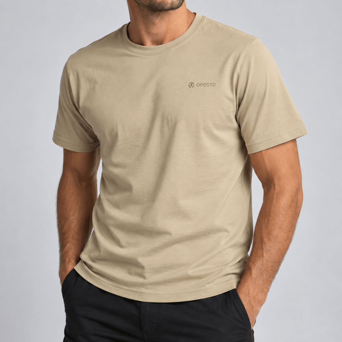 POLERA MANGA CORTA ESTAMPADA BASICA HOMBRE ARENA LI003N0341
