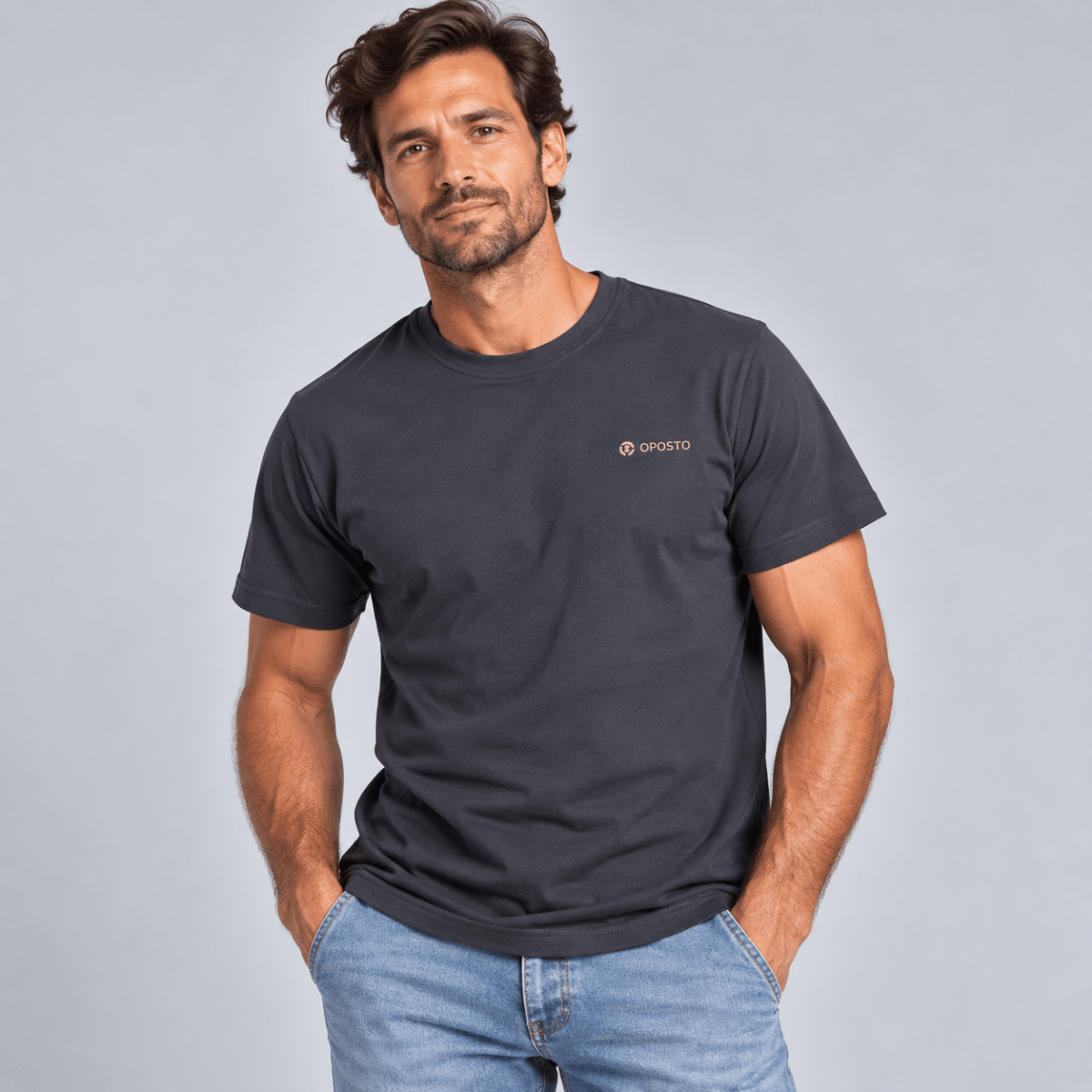 POLERA MANGA CORTA ESTAMPADA BASICA HOMBRE EBANO LI003N0052