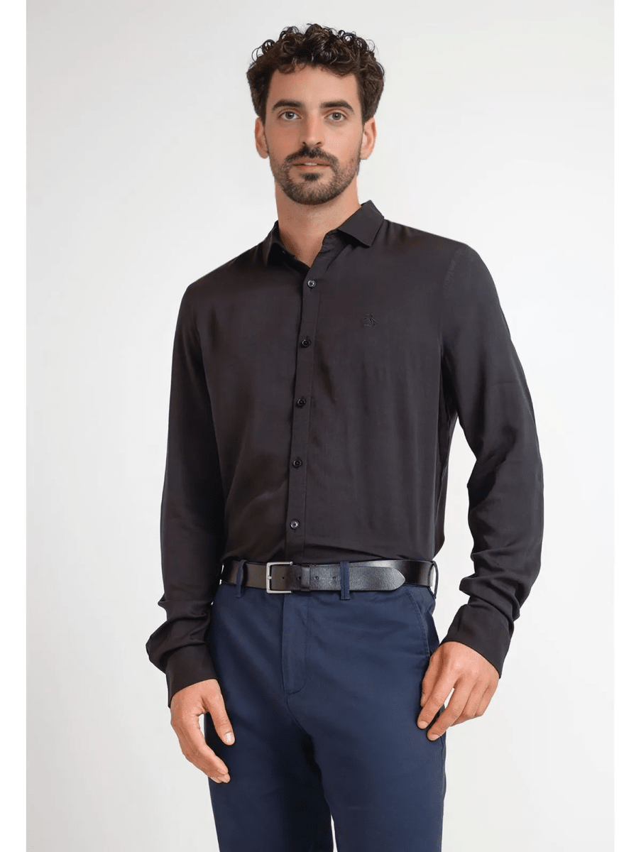 CAMISA ECOVERO HOMBRE NEGRA V6005N0091