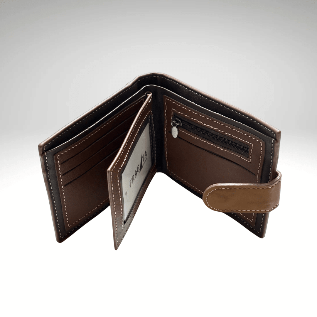 BILLETERA PU CON BROCHE PARA HOMBRE CAFE OSCURO AC200N0392