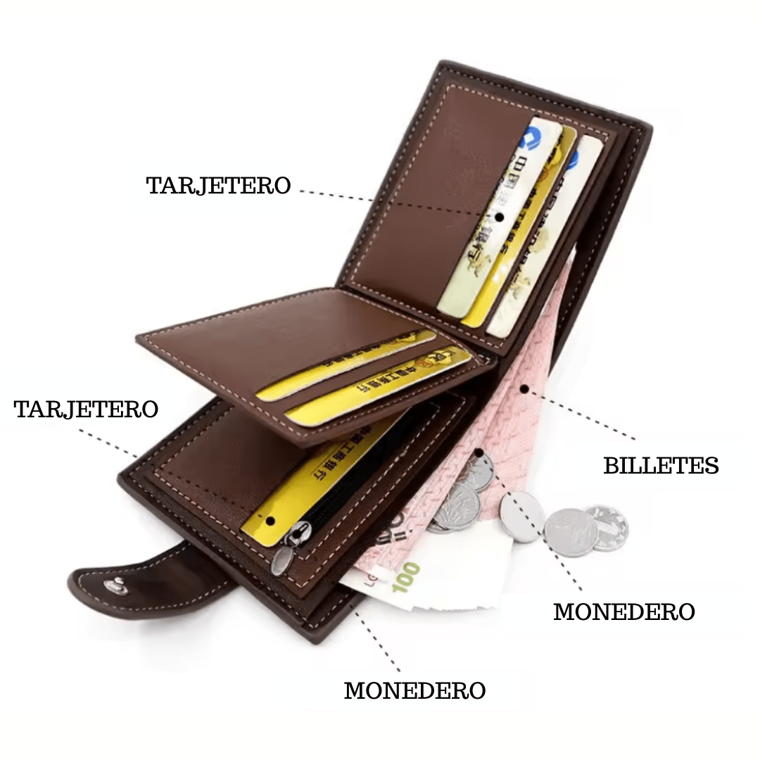 BILLETERA PU CON BROCHE PARA HOMBRE BEIGE AC200N0333