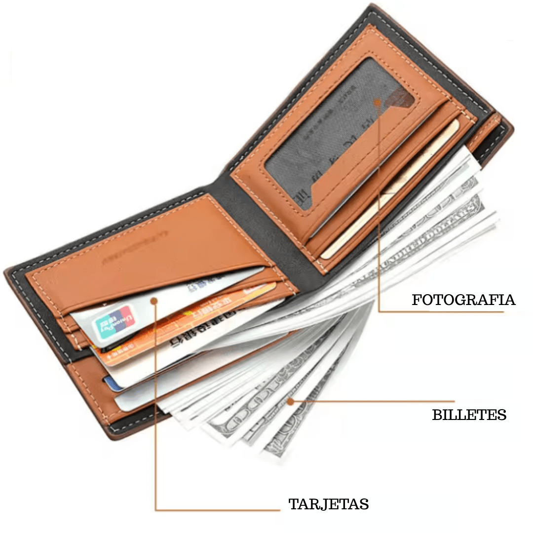 BILLETERA PU 3 LINEAS PARA HOMBRE CAFE OSCURO AC201N0393