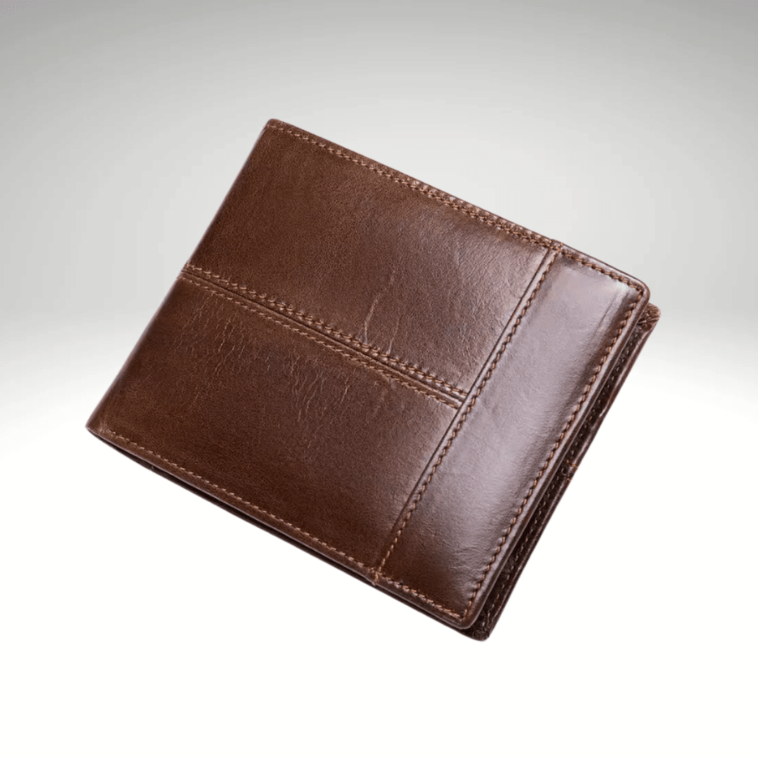 BILLETERA DE CUERO CON COSTURAS PARA HOMBRE BEIGE OSCURO AC203N0321