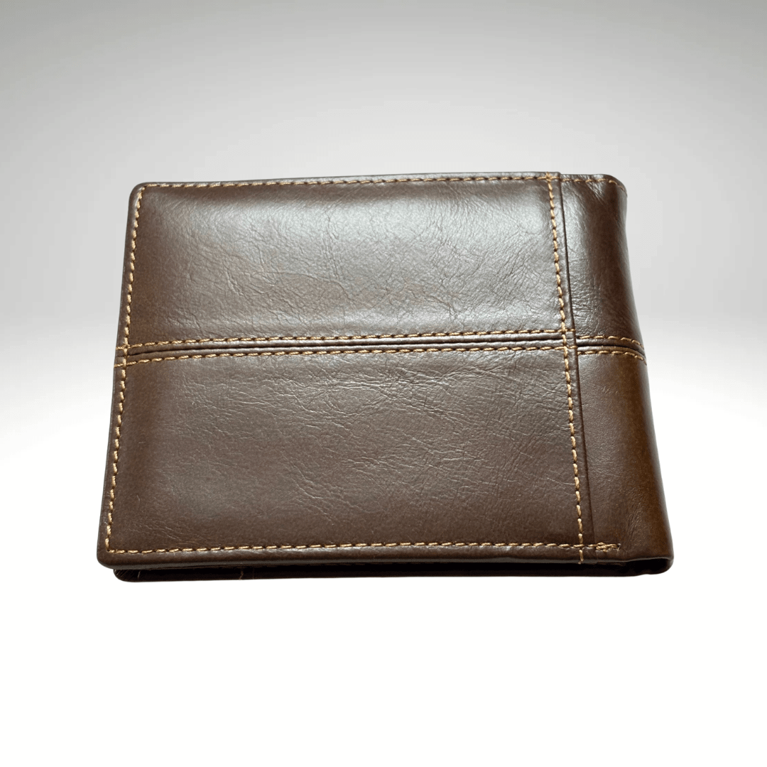 BILLETERA DE CUERO CON COSTURAS PARA HOMBRE BEIGE AC203N0335