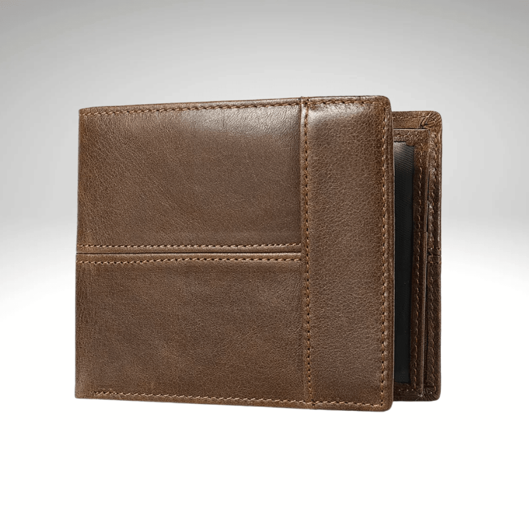 BILLETERA DE CUERO CON COSTURAS PARA HOMBRE BEIGE AC203N0331