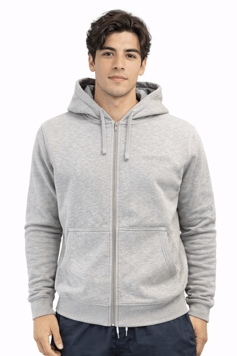 POLERON BÁSICO FULL ZIPPER OPOSTO GRIS MELANGE LI002N0031