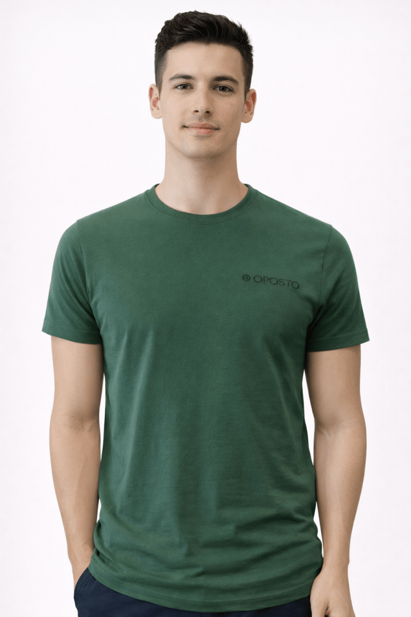 POLERA MANGA CORTA BASICA OPOSTO VERDE OSCURO LI000N0131