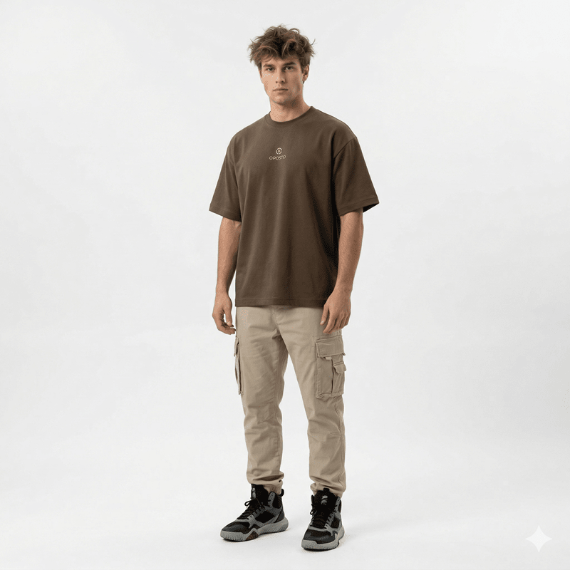 POLERA MANGA CORTA OVERSIZE CHOCOLATE I6000N0391