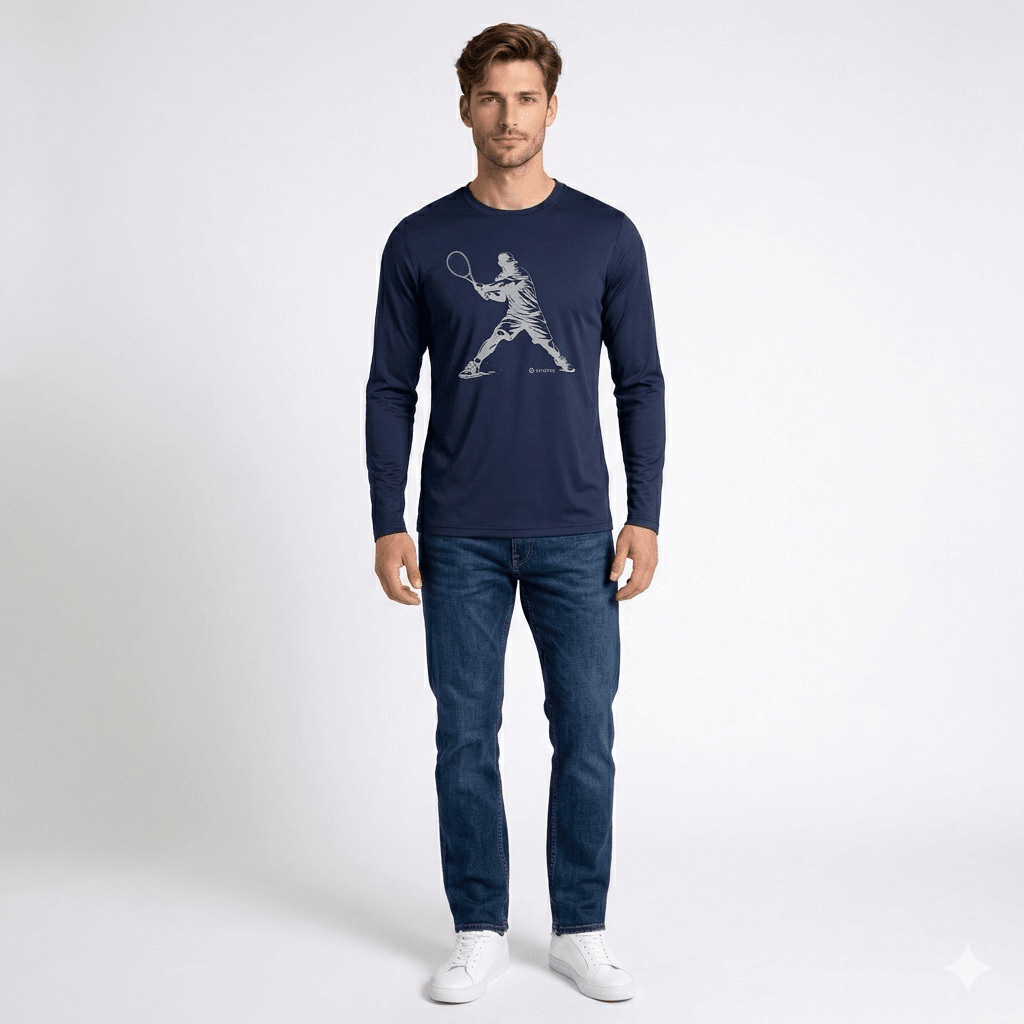 POLERA MANGA LARGA ESTAMPADA AZUL MARINO - TENIS I6000N0791