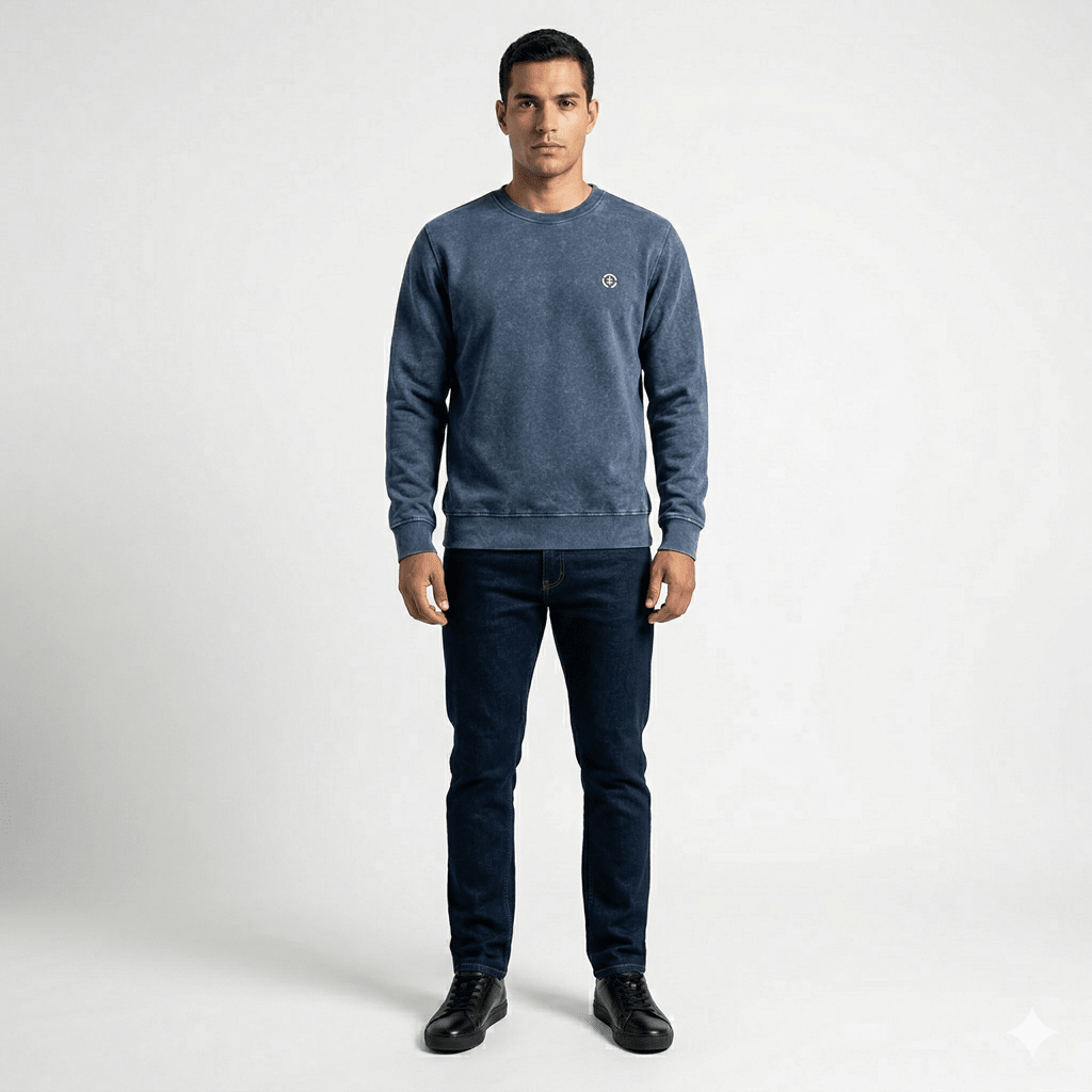 POLERON ACID WASH HOMBRE AZUL DENIM I6000N0841