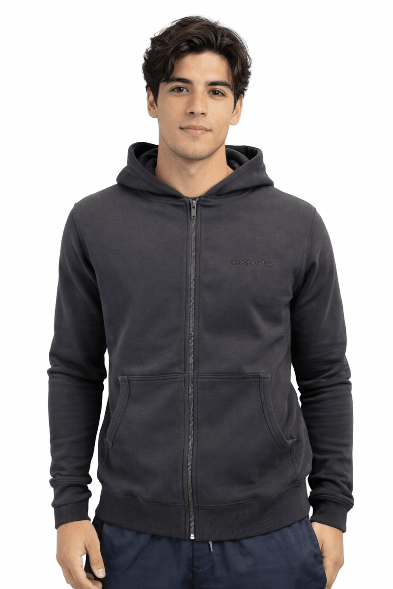 POLERON BÁSICO FULL ZIPPER OPOSTO NEGRO LI002N0091