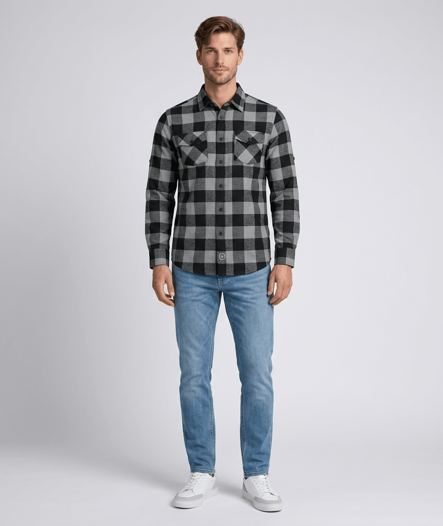 CAMISA MANGA LARGA LEÑADORA GRIS I6000N0031