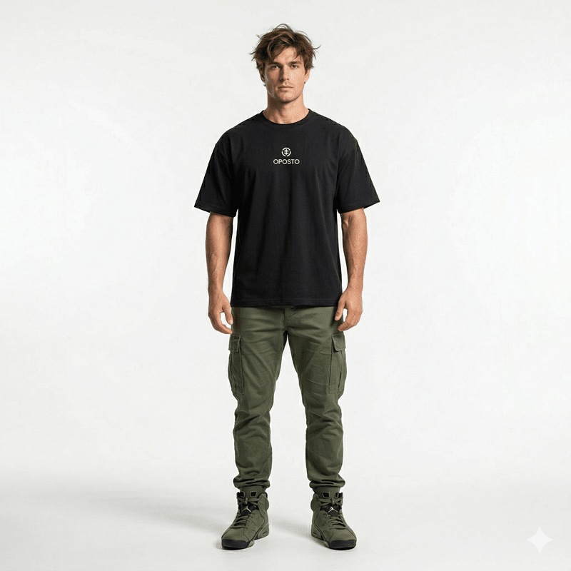 POLERA MANGA CORTA OVERSIZE NEGRO I6000N0091