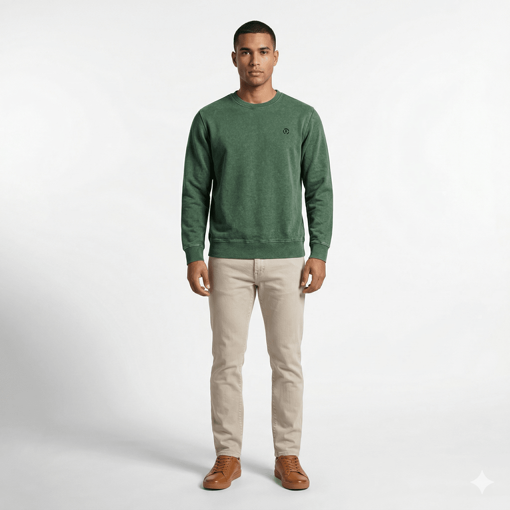 POLERON ACID WASH HOMBRE VERDE I6000N0131