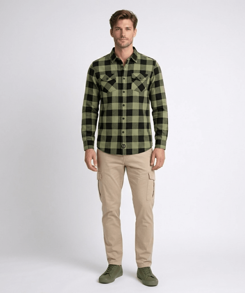 CAMISA MANGA LARGA LEÑADORA VERDE OLIVA I6000N0131