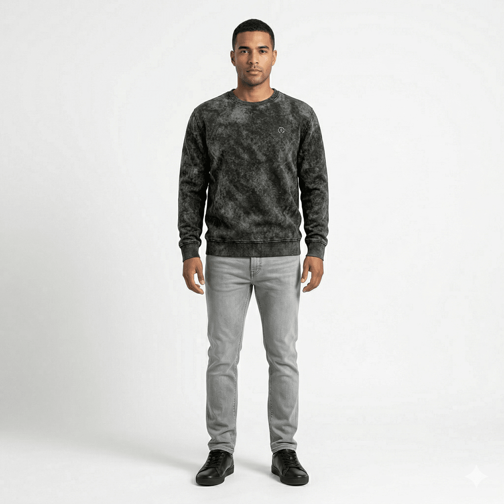POLERON ACID WASH HOMBRE NEGRO I6000N0091