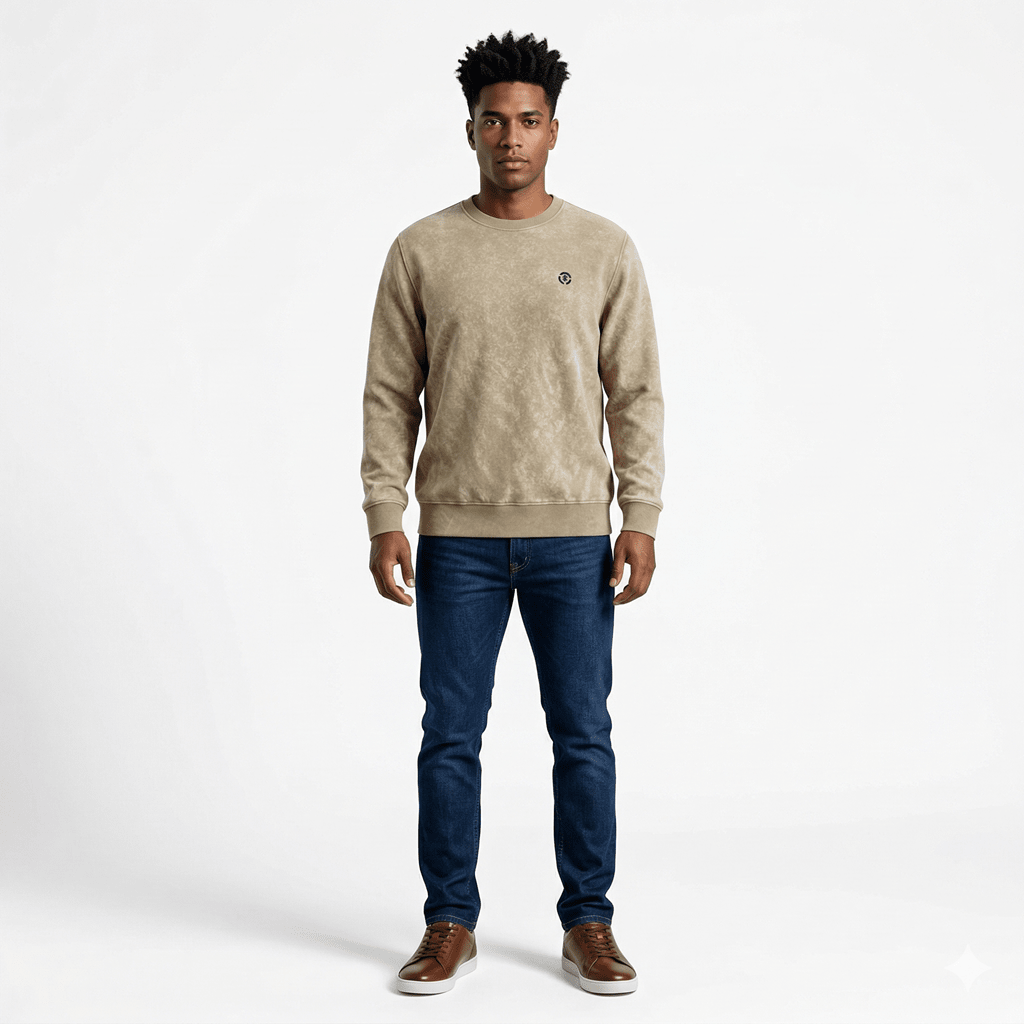 POLERON ACID WASH HOMBRE BEIGE I6000N0351