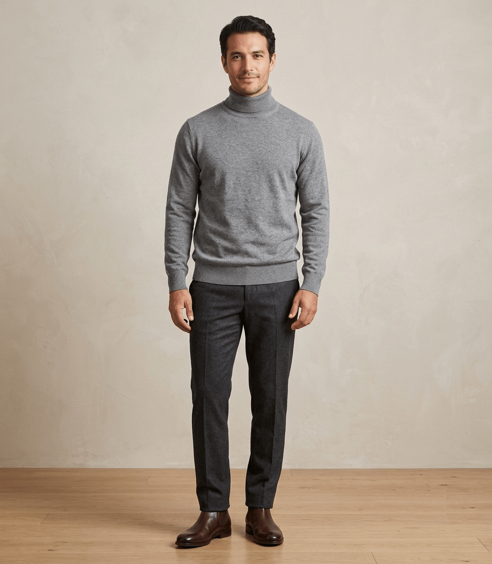 SWEATER CUELLO TORTUGA 100% ALGODON GRIS I6000N0032