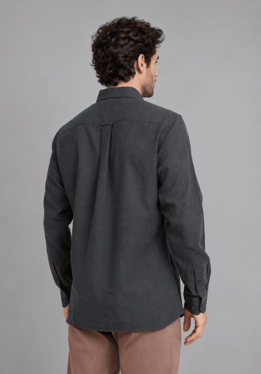 CAMISA MANGA LARGA DE LINO GRIS V7000N0043