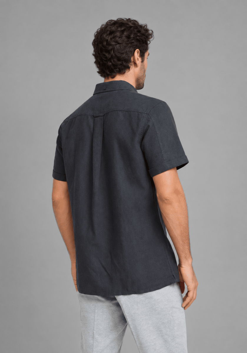 CAMISA MANGA CORTA DE LINO GRIS V7000N0043