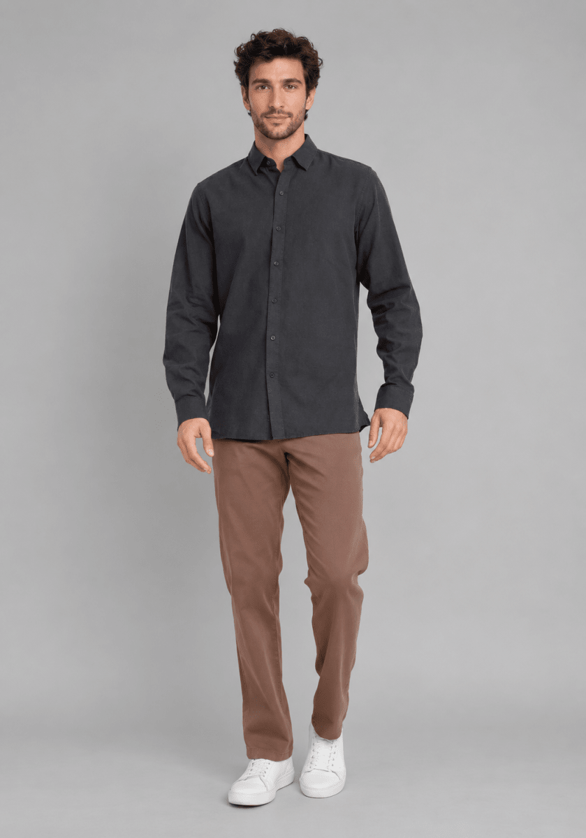 CAMISA MANGA LARGA DE LINO GRIS V7000N0044
