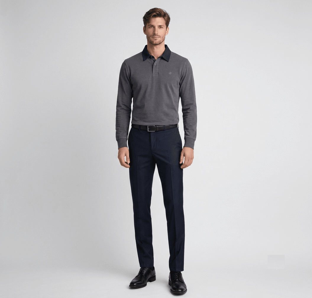 POLO MANGA LARGA RUGBY OPOSTO GRIS MELANGE I6001N0031