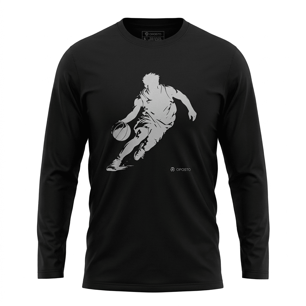 POLERA MANGA LARGA ESTAMPADA NEGRO - BASKETBALL I6000N0093